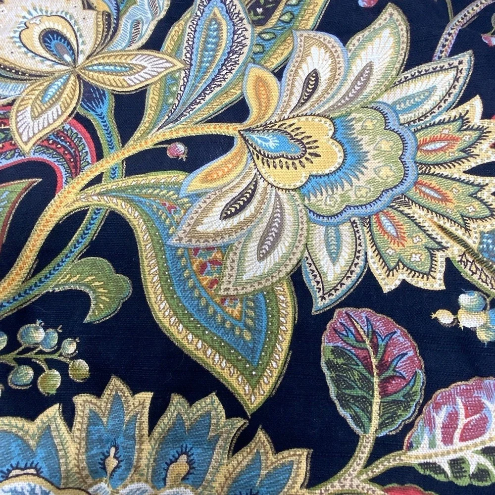 Biltmore Belk Floral Paisley Window Valances Set of 2 Black Multi Cotton Blend